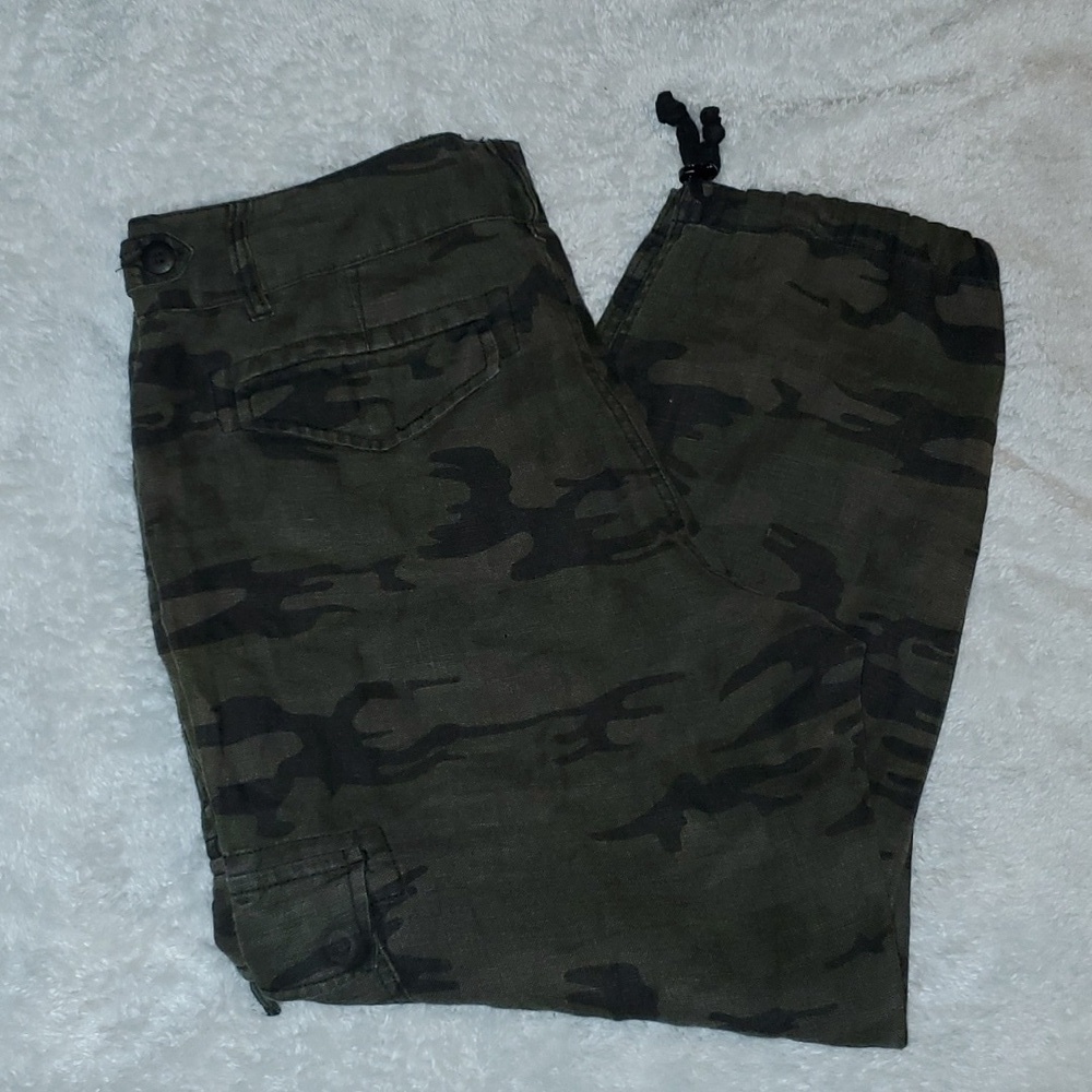 SANCTUARY x Anthropologie 100% Linen Camo Cargo Pants Size 31